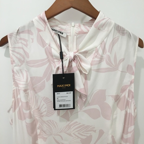 Max & Moi Paris Floral Tie Neck Silk Dress Size 12 - Picture 3 of 4